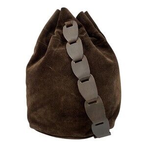 Gucci bucket bag brown suede distinctive chain link